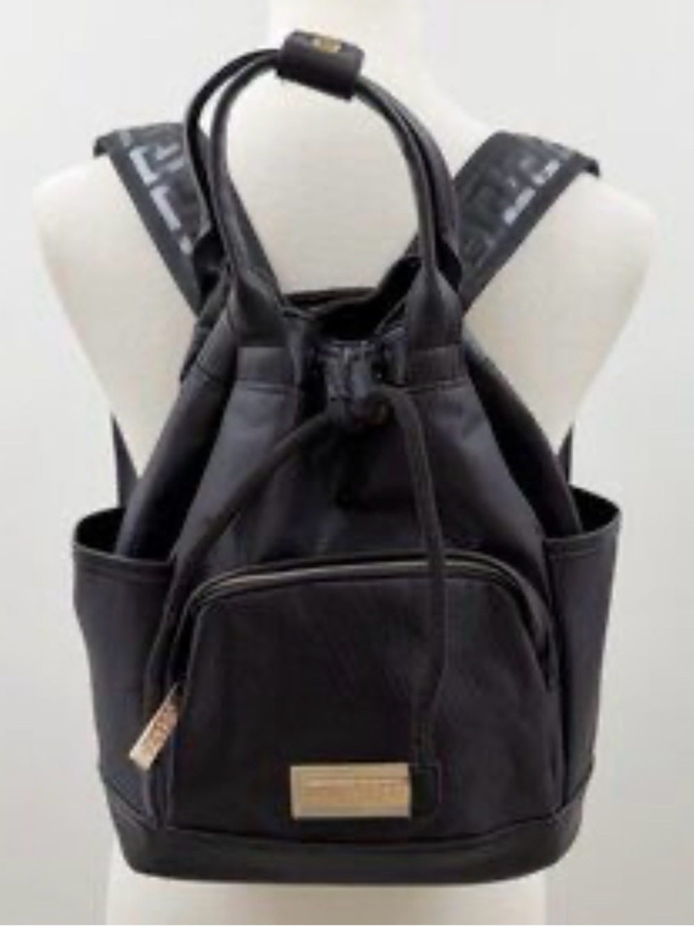 Versace Perfums black nylon backpack bag w gold hardware like new - Picture 2 of 15